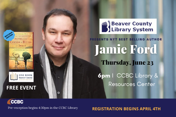 ONE BOOK- Beaver County: An Evening with NYT Best Selling Author, Jamie Ford