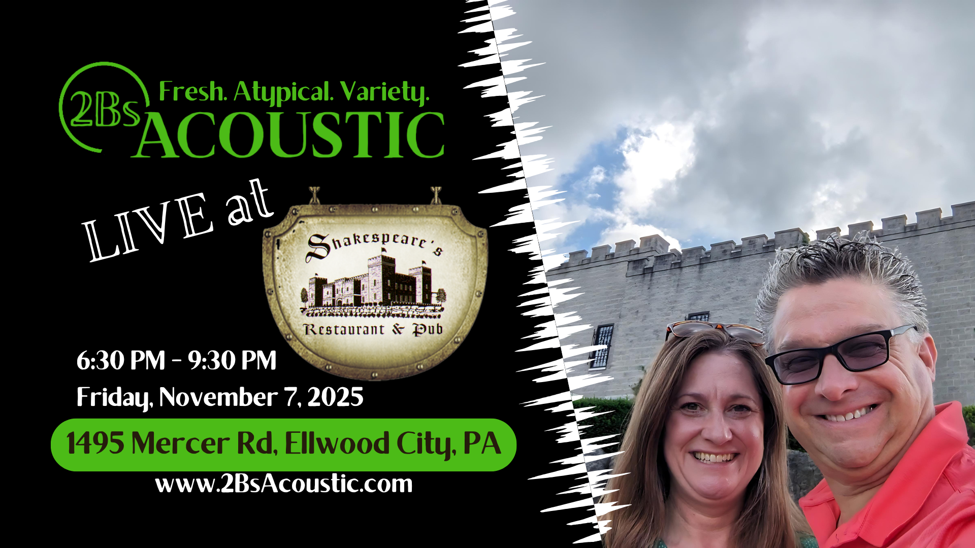 2Bs Acoustic hosted by Shakespeare's Restaurant & Pub