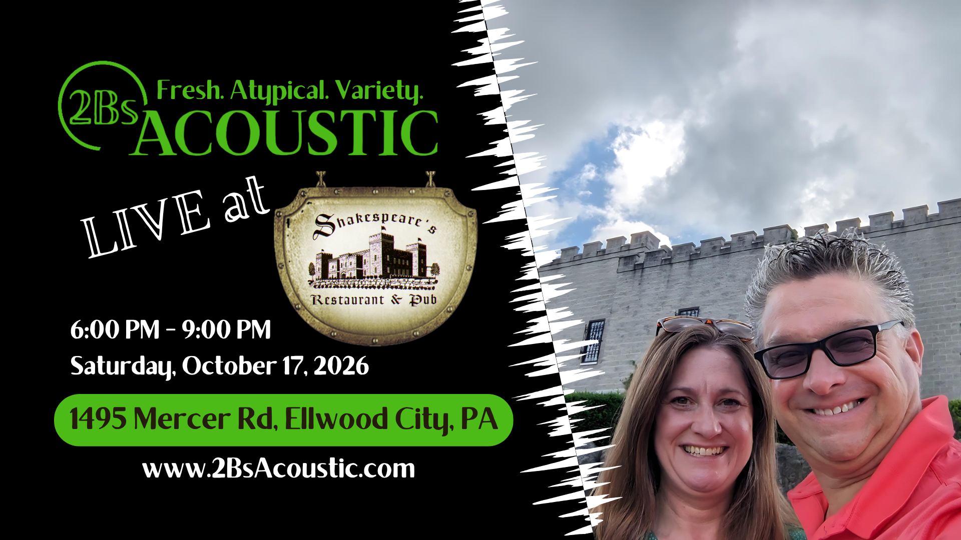 2Bs Acoustic hosted by Shakeskpeare's Restaurant & Pub at Olde Stonewall Golf Course