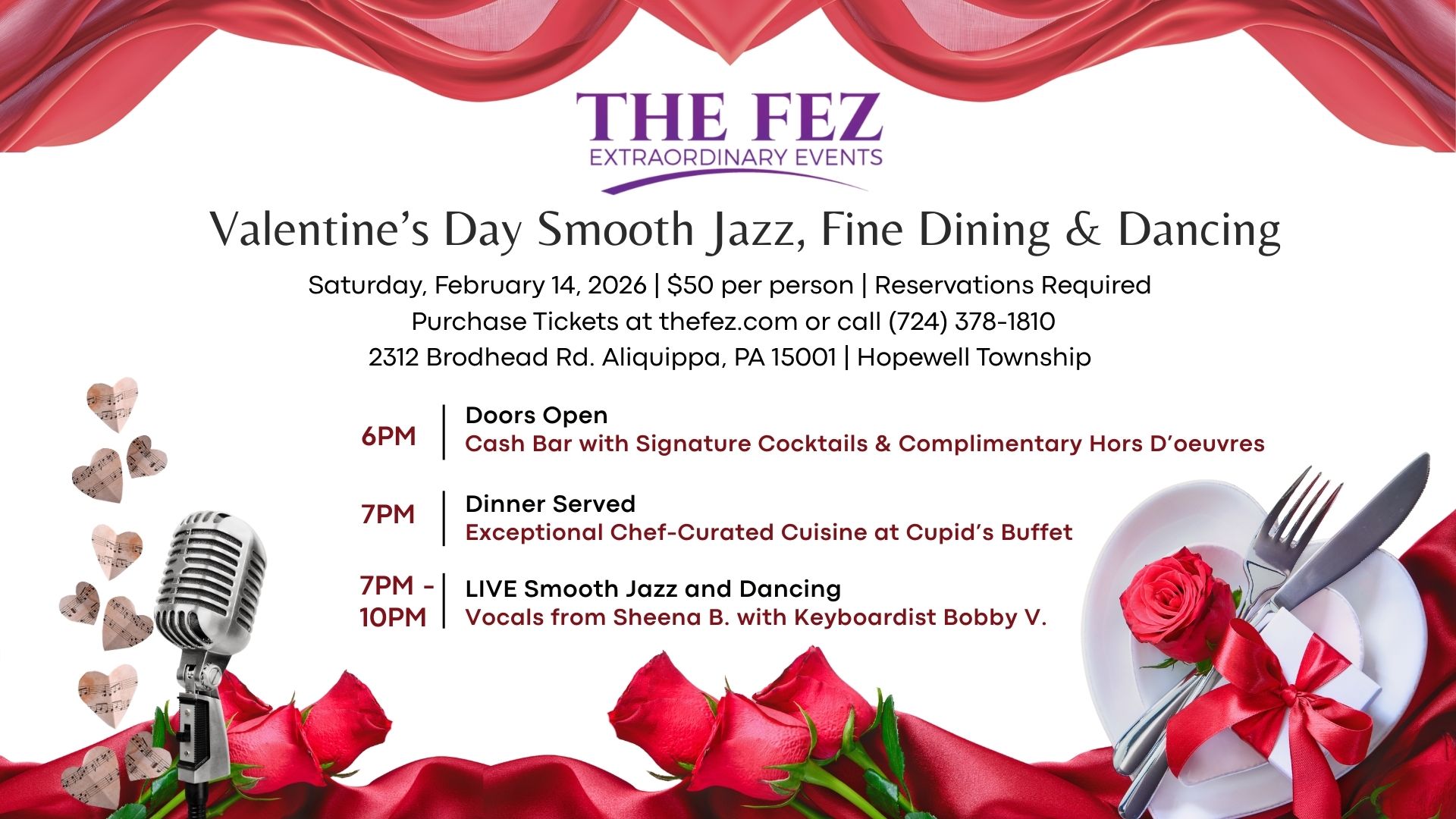 The Fez Valentine's Dinner: LIVE Smooth Jazz, Fine Dining & Dancing