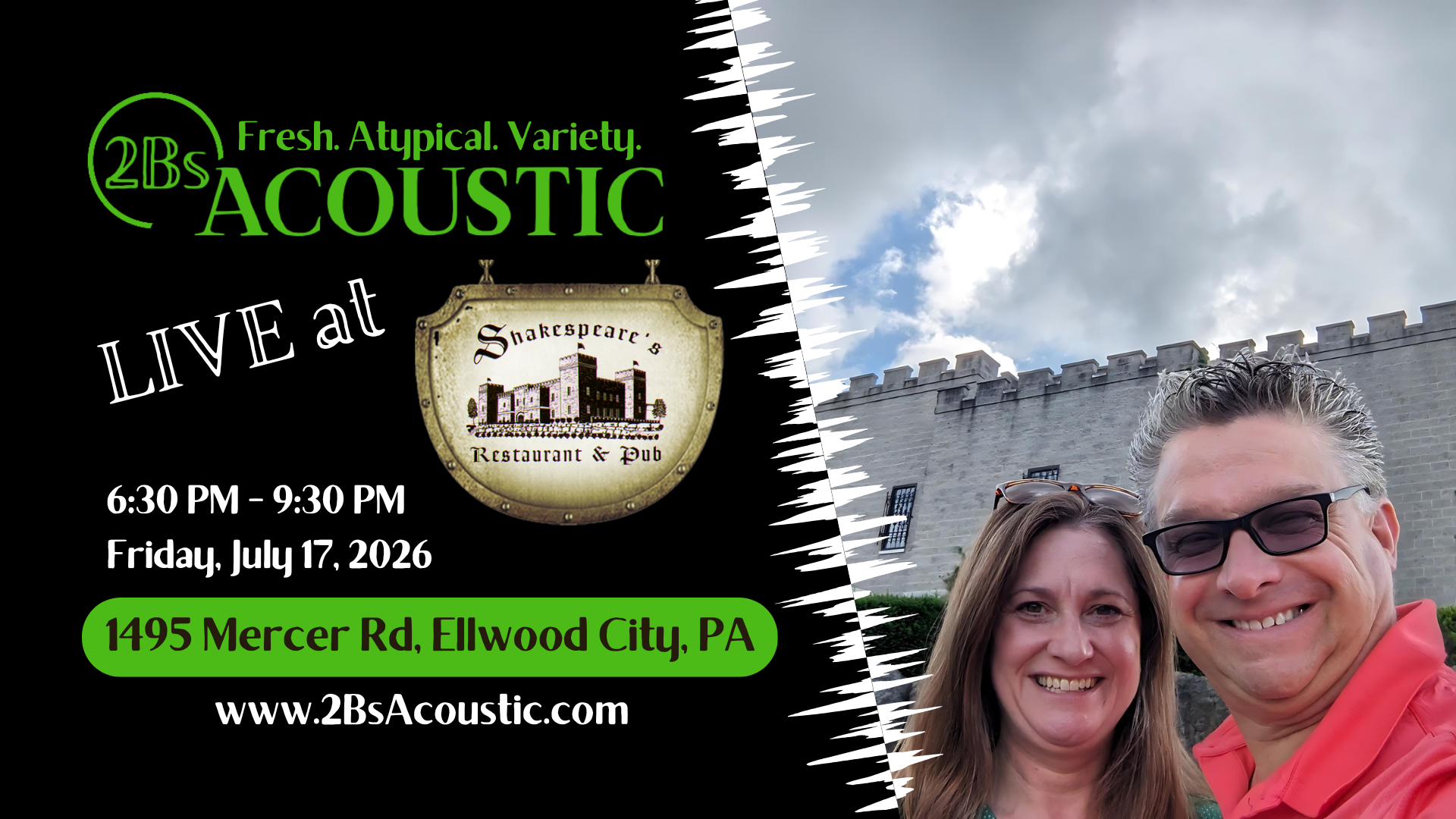 2Bs Acoustic hosted by Shakespeare's Restaurant & Pub